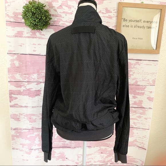 ADIDAS Black Long Sleeve Laser Cut Out Perforated Jacket size Small - Picture 2 of 7